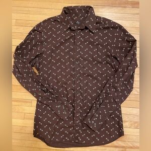 Deep-Burgundy Button-Up with All-Over Print by MIU MIU—Made in Italy